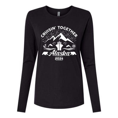 Alaska Cruise 2024 Family Friends Group Travel Matching Womens Cotton Relaxed Long Sleeve T-Shirt