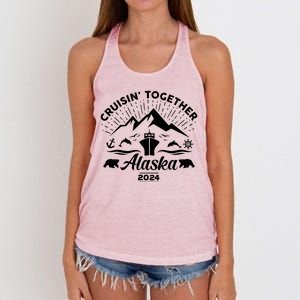 Alaska Cruise 2024 Family Friends Group Travel Matching Women's Knotted Racerback Tank