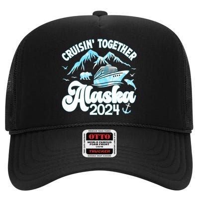 Alaska Cruise 2024 Retro Matching Family And Friends Group High Crown Mesh Back Trucker Hat