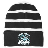 Alaska Cruise 2024 Retro Matching Family And Friends Group Striped Beanie with Solid Band