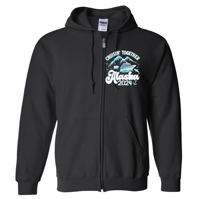 Alaska Cruise 2024 Retro Matching Family And Friends Group Full Zip Hoodie