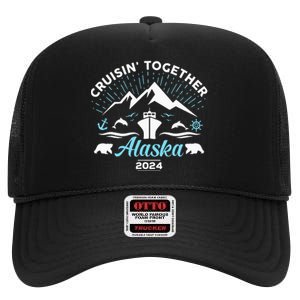 Alaska Cruise 2024 Family Friends Group Travel Matching High Crown Mesh Back Trucker Hat