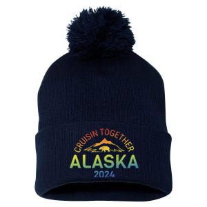 Alaska Cruise 2024 Trip Vacation Funny Matching Family Trip Group Pom Pom 12in Knit Beanie