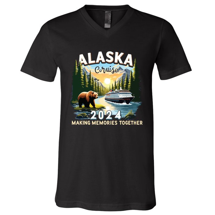 Alaska Cruise 2024 Trip Matching Family Friends Alaska Squad V-Neck T-Shirt