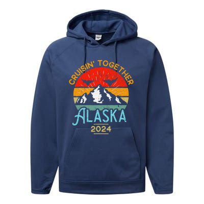 Alaska Cruise 2024 Family Friends Group Travel Matching Performance Fleece Hoodie