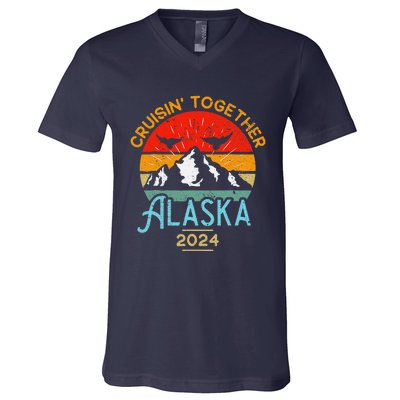 Alaska Cruise 2024 Family Friends Group Travel Matching V-Neck T-Shirt