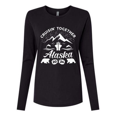 Alaska Cruise 2024 Family Summer Vacation Travel Matching Womens Cotton Relaxed Long Sleeve T-Shirt