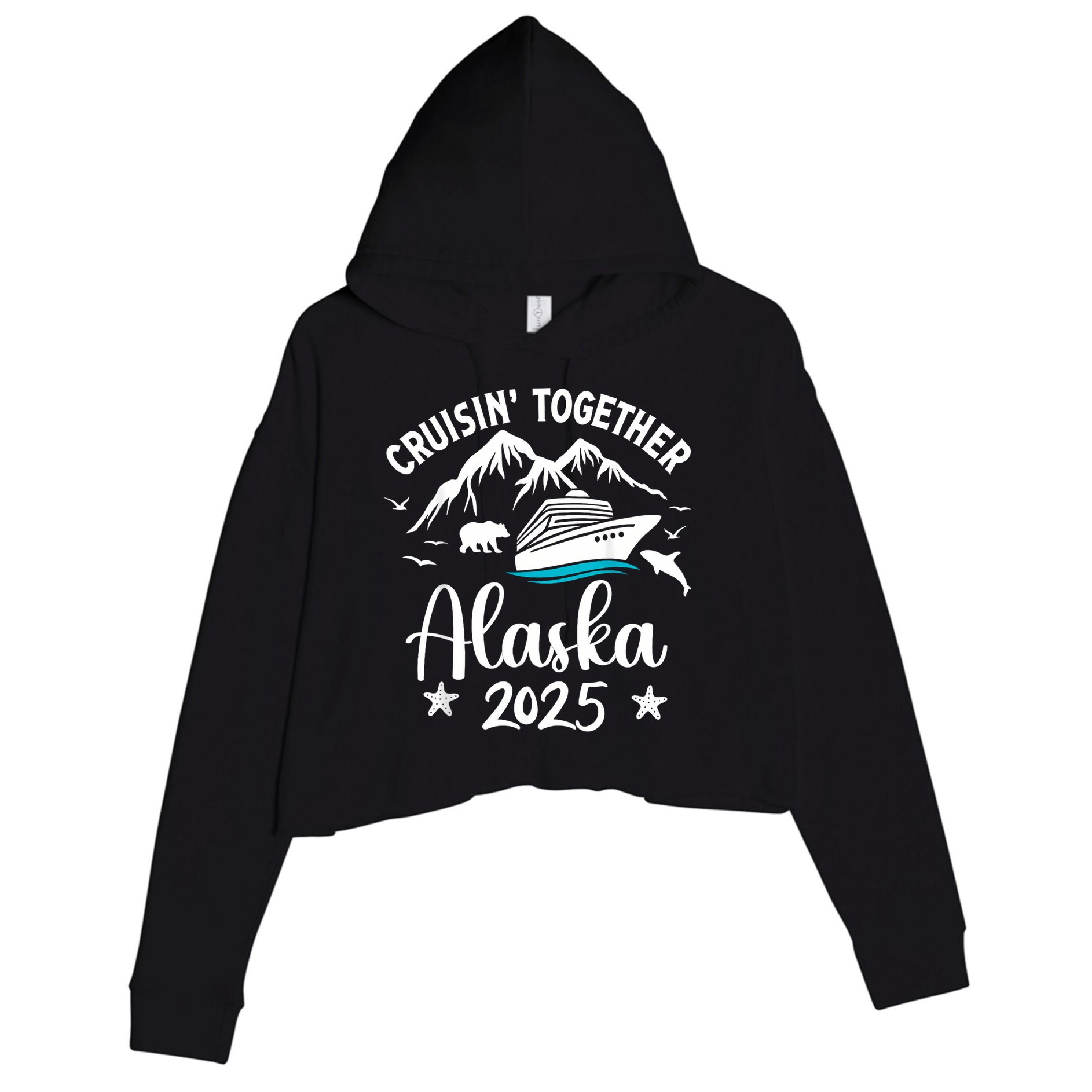 Alaska Cruise 2025 Family Summer Vacation Travel Matching Crop Fleece Hoodie