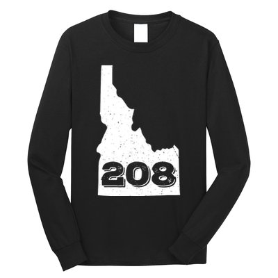 Area Code 208 Boise Idaho Funny Home State Gift Long Sleeve Shirt