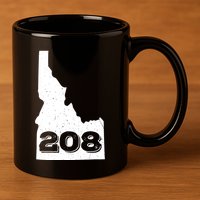 Area Code 208 Boise Idaho Funny Home State Gift 11oz C Handle Ceramic Mug