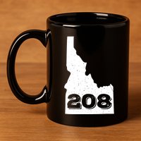 Area Code 208 Boise Idaho Funny Home State Gift 11oz C Handle Ceramic Mug