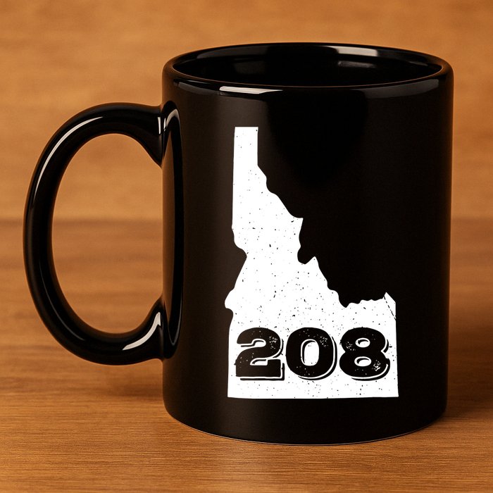 Area Code 208 Boise Idaho Funny Home State Gift 11oz C Handle Ceramic Mug