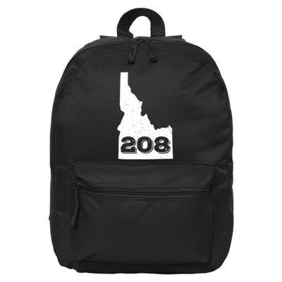 Area Code 208 Boise Idaho Funny Home State Gift 16 in Basic Backpack