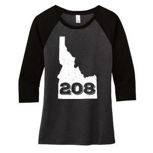 Area Code 208 Boise Idaho Funny Home State Gift Women's Tri-Blend 3/4-Sleeve Raglan Shirt