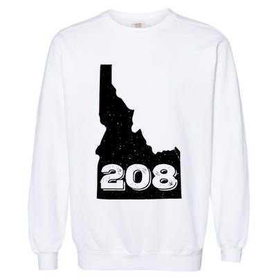 Area Code 208 Boise Idaho Funny Home State Gift Garment-Dyed Sweatshirt