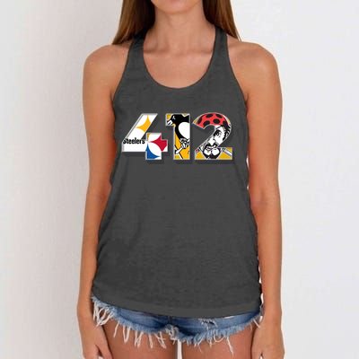 Area Code 412 Sports Teams For Pittsburgh Women's Knotted Racerback Tank