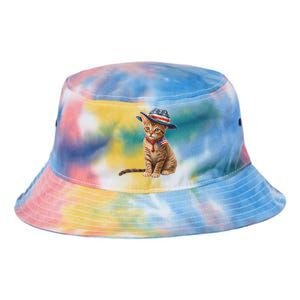 American Cat 4th Of July Cat Patriotic Cats Abyssinian Kitten Tie Dye Newport Bucket Hat