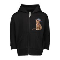 American Cat 4th Of July Cat Patriotic Cats Abyssinian Kitten Toddler Zip Fleece Hoodie