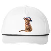 American Cat 4th Of July Cat Patriotic Cats Abyssinian Kitten Snapback Five-Panel Rope Hat