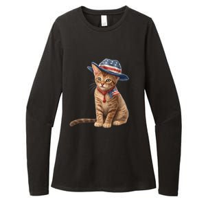 American Cat 4th Of July Cat Patriotic Cats Abyssinian Kitten Womens CVC Long Sleeve Shirt