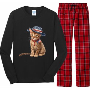 American Cat 4th Of July Cat Patriotic Cats Abyssinian Kitten Long Sleeve Pajama Set