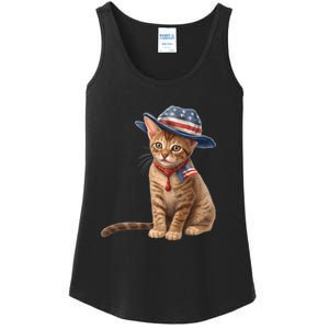 American Cat 4th Of July Cat Patriotic Cats Abyssinian Kitten Ladies Essential Tank