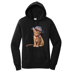 American Cat 4th Of July Cat Patriotic Cats Abyssinian Kitten Women's Pullover Hoodie