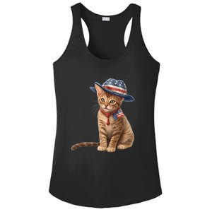 American Cat 4th Of July Cat Patriotic Cats Abyssinian Kitten Ladies PosiCharge Competitor Racerback Tank