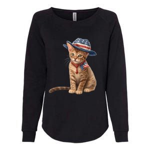 American Cat 4th Of July Cat Patriotic Cats Abyssinian Kitten Womens California Wash Sweatshirt