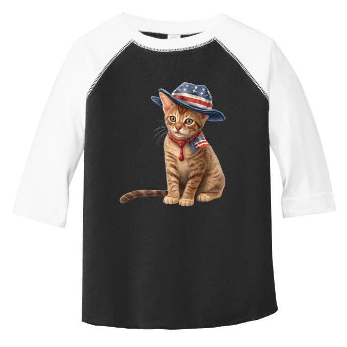 American Cat 4th Of July Cat Patriotic Cats Abyssinian Kitten Toddler Fine Jersey T-Shirt