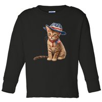 American Cat 4th Of July Cat Patriotic Cats Abyssinian Kitten Toddler Long Sleeve Shirt