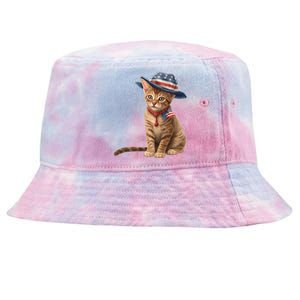 American Cat 4th Of July Cat Patriotic Cats Abyssinian Kitten Tie-Dyed Bucket Hat