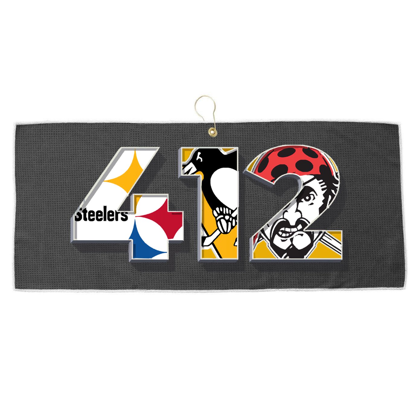 Area Code 412 Sports Teams For Pittsburgh Large Microfiber Waffle Golf Towel