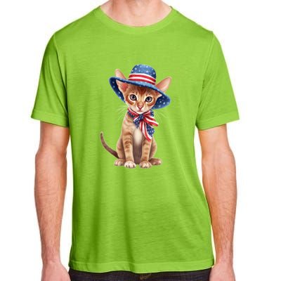 American Cat 4th Of July Cat Patriotic Cats Abyssinian Kitten Adult ChromaSoft Performance T-Shirt