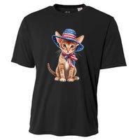 American Cat 4th Of July Cat Patriotic Cats Abyssinian Kitten Cooling Performance Crew T-Shirt