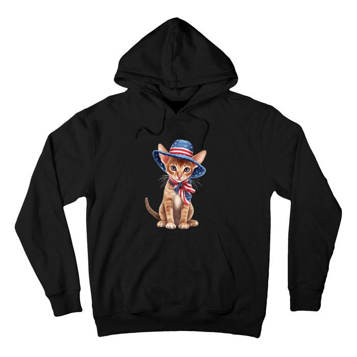 American Cat 4th Of July Cat Patriotic Cats Abyssinian Kitten Hoodie