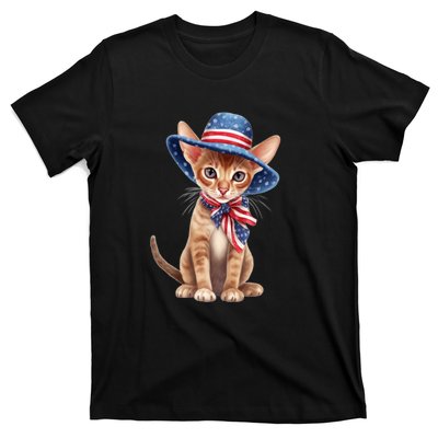 American Cat 4th Of July Cat Patriotic Cats Abyssinian Kitten T-Shirt