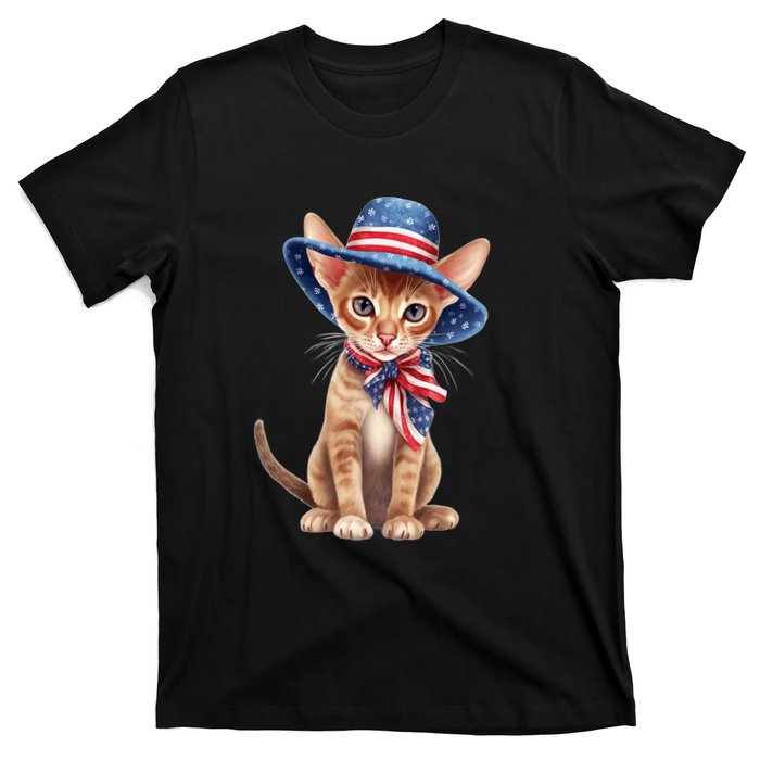 American Cat 4th Of July Cat Patriotic Cats Abyssinian Kitten T-Shirt