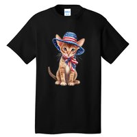 American Cat 4th Of July Cat Patriotic Cats Abyssinian Kitten Tall T-Shirt