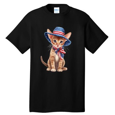 American Cat 4th Of July Cat Patriotic Cats Abyssinian Kitten Tall T-Shirt