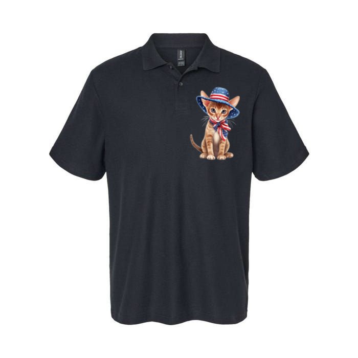 American Cat 4th Of July Cat Patriotic Cats Abyssinian Kitten Softstyle Adult Sport Polo