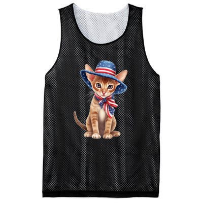 American Cat 4th Of July Cat Patriotic Cats Abyssinian Kitten Mesh Reversible Basketball Jersey Tank