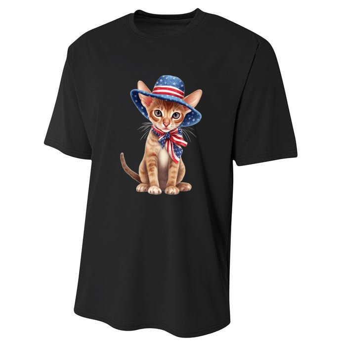 American Cat 4th Of July Cat Patriotic Cats Abyssinian Kitten Performance Sprint T-Shirt