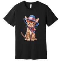 American Cat 4th Of July Cat Patriotic Cats Abyssinian Kitten Premium T-Shirt