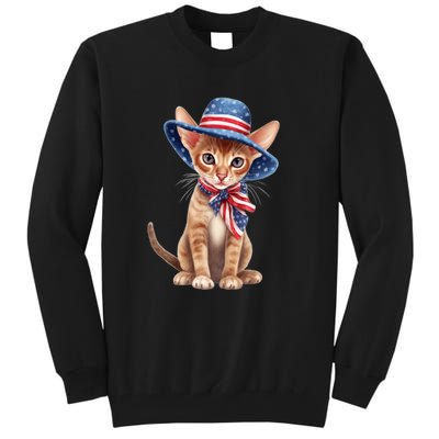 American Cat 4th Of July Cat Patriotic Cats Abyssinian Kitten Tall Sweatshirt