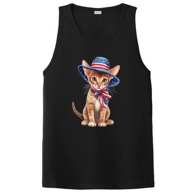 American Cat 4th Of July Cat Patriotic Cats Abyssinian Kitten PosiCharge Competitor Tank