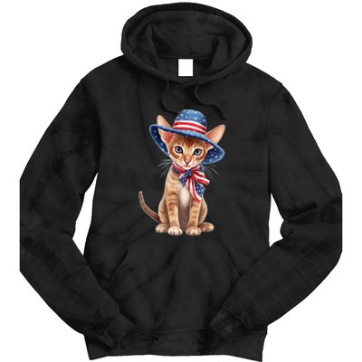 American Cat 4th Of July Cat Patriotic Cats Abyssinian Kitten Tie Dye Hoodie