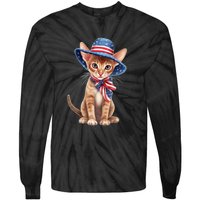 American Cat 4th Of July Cat Patriotic Cats Abyssinian Kitten Tie-Dye Long Sleeve Shirt