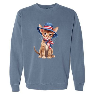 American Cat 4th Of July Cat Patriotic Cats Abyssinian Kitten Garment-Dyed Sweatshirt