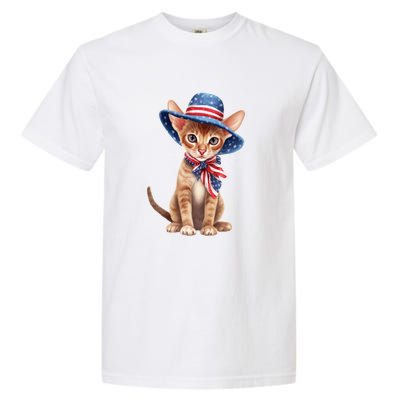 American Cat 4th Of July Cat Patriotic Cats Abyssinian Kitten Garment-Dyed Heavyweight T-Shirt